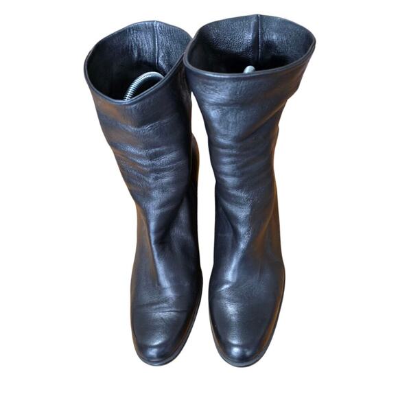 Arche woman’s black leather boots US 9 mid heel wedge - Picture 4 of 10